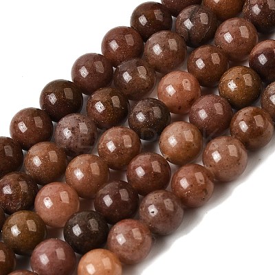 Natural Purple Aventurine Round Bead Strands G-E334-8mm-21-1