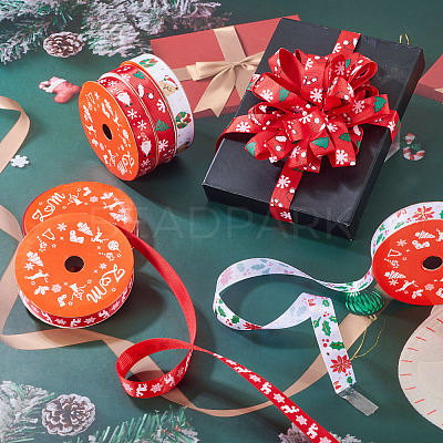 6Rolls 6 Styles Christmas Polyester Printed Ribbon OCOR-TA0003-43-1