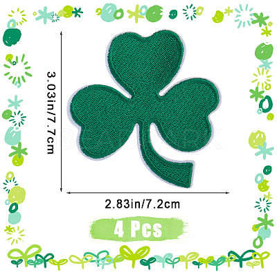 Saint Patrick's Day Iron on Shamrock Cloth Patches PATC-WH0005-36-1