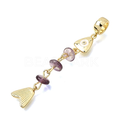 Brass Pave Cubic Zirconia Clear Cubic Zirconia & Natural Amethyst & Enamel European Dangle Charms GG-CBA3401-01G-B-1