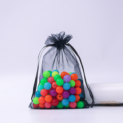Rectangle Organza Drawstring Bags CON-PW0001-054A-08-1