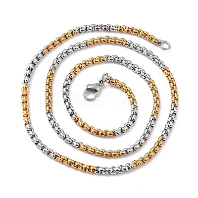 304 Stainless Steel Box Chain Necklaces NJEW-F227-09G-13-A-1