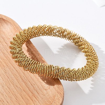 304 Stainless Steel Stretch Bangles for Women BJEW-P315-02E-G-1