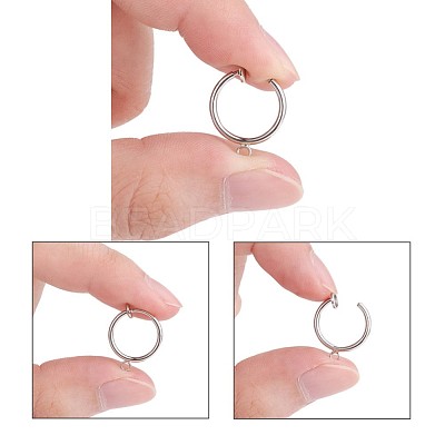316 Surgical Stainless Steel Clip-on Hoop Earrings X-STAS-S101-15mm-01P-1