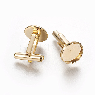 304 Stainless Steel Cufflinks Settings LS-STAS-E471-03D-G-1