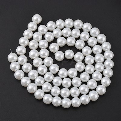 White Glass Pearl Round Loose Beads For Jewelry Necklace Craft Making X-HY-10D-B01-1