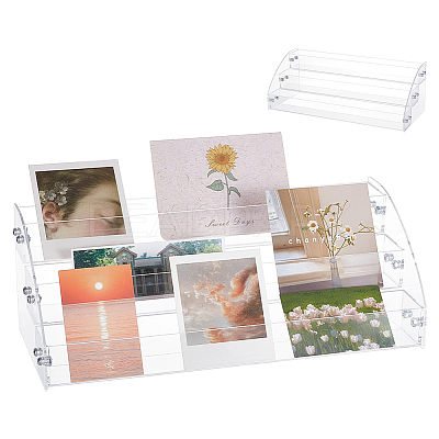3-Tier Transparent PS Plastic Nail Polish Bottle Organizer Display Riser Stands ODIS-WH0043-254A-1