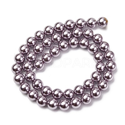 Electroplated Shell Pearl Beads Strands BSHE-G041-8mm-02-1