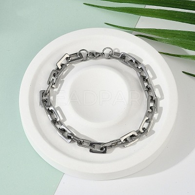Tarnish Resistant Rectangle 201 Stainless Steel Chain Bracelets X-BJEW-N240-06P-1