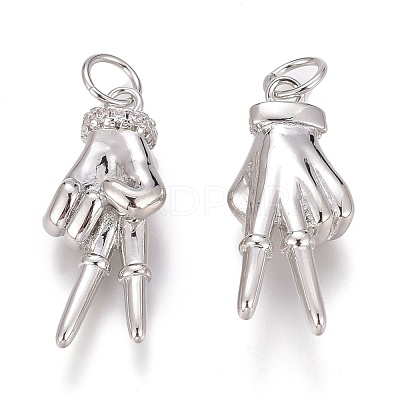 Brass Micro Pave Clear Cubic Zirconia ASL Pendants ZIRC-Z008-32P-1