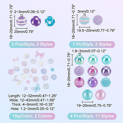 18 Style Mixed Style Acrylic Beads Jewelry Sets OACR-PH0004-02-1