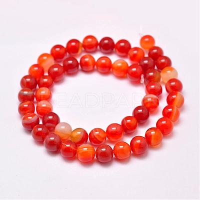 Natural Striped Agate/Banded Agate Bead Strands G-G962-6mm-14-1