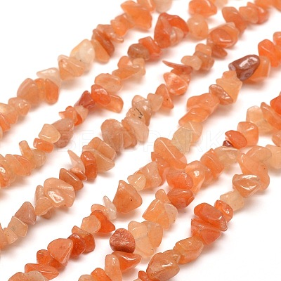 Natural Red Aventurine Chip Bead Strands G-M205-10A-1