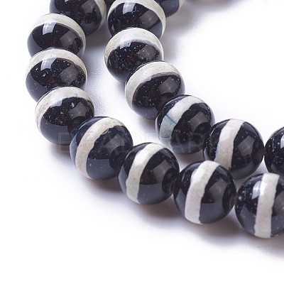 Natural Tibetan Striped Pattern dZi Agate Beads Strands G-P425-03D-6mm-1