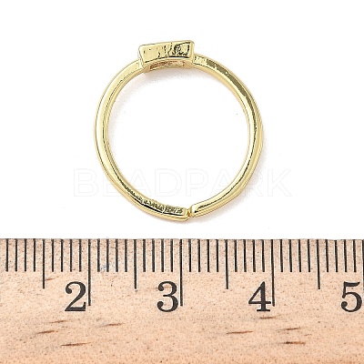 Rectangle Brass with Glass Cuff Rings for Women RJEW-Z111-05G-1