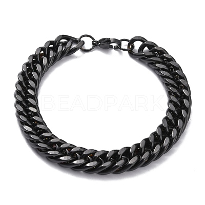 304 Stainless Steel Cuban Link Chain Bracelets STAS-A028-B064EB-1