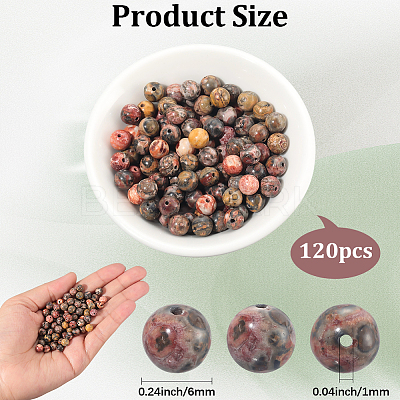 120Pcs Natural Leopard Skin Jasper Beads Strands G-PA0001-22A-1