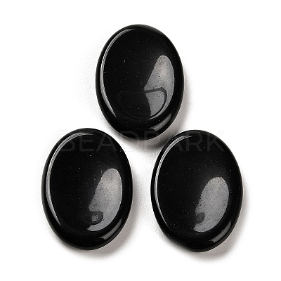 Natural Obsidian Oval Worry Stone G-R487-01H-1
