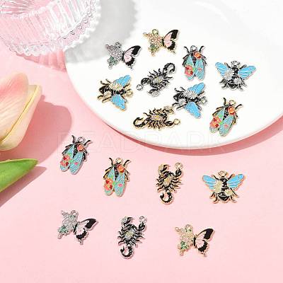 16Pcs 8 Styles Alloy Enamel Pendants ENAM-FS0003-95-1