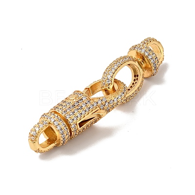 Brass Micro Pave Clear Cubic Zirconia Interlocking Clasps KK-J301-01G-1