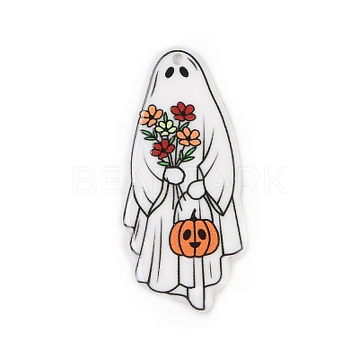 Halloween Theme Opaque Printed Acrylic Pendants SACR-S034-07A-1