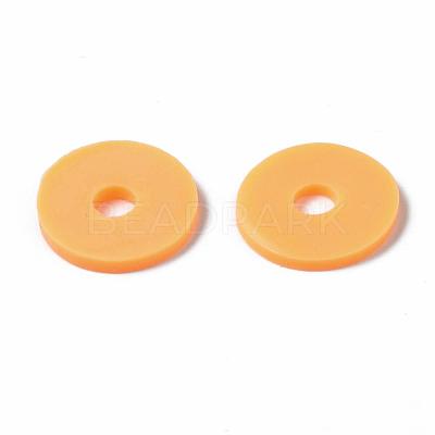 Flat Round Handmade Polymer Clay Beads CLAY-R067-12mm-15-1