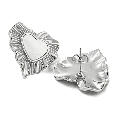 304 Stainless Steel Heart Stud Earrings EJEW-M233-20P-1