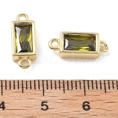 Brass Pave Glass Rectangle Connector Charms KK-H002-06G-01-1