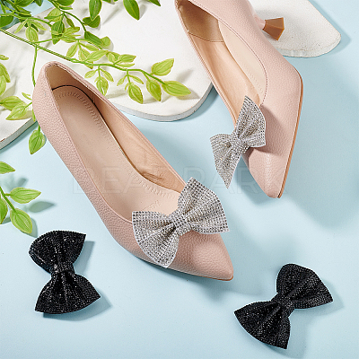 4Pcs 2 Colors Bowknot Detachable Rhinestone Shoe Buckle Clips FIND-GO0002-31-1