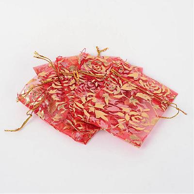 Rose Printed Organza Bags OP-R021-7x9-06-1