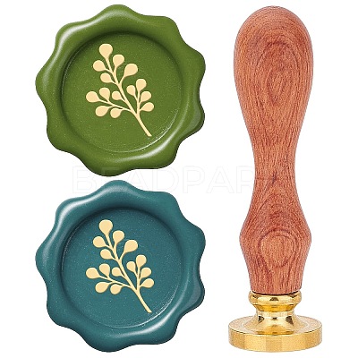 Brass Wax Seal Stamps with Wood Handle AJEW-WH0412-0107-1