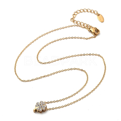 304 Stainless Steel Crystal Rhinestone Pendant Cable Chain Necklaces for Women LS-NJEW-C062-01C-G-1