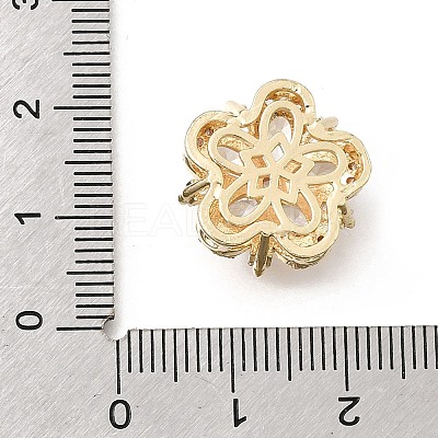 Flower Brass Micro Pave Clear Cubic Zirconia Beads KK-Z156-14G-03-1