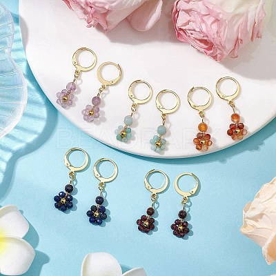 Natural Mixed Stone Leverback Earrings EJEW-JE06165-1