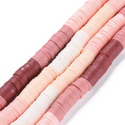 Fixed 5 Color Handmade Polymer Clay Bead Strands CLAY-S096-029L-1