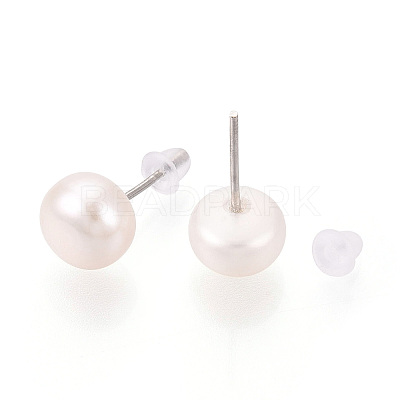 Natural Pearl Stud Earrings PEAR-N020-10A-01-1