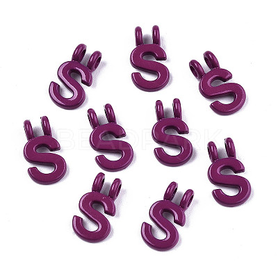 Spray Painted Alloy 2-Loop Link Pendants PALLOY-T075-48S-RS-1