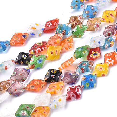 Rhombus Handmade Millefiori Glass Beads LK-R004-48-1