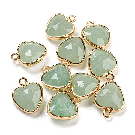 Natural Green Aventurine Faceted Heart Charms G-Q006-07G-07-1