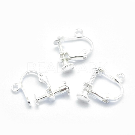 Racking Plated Brass Clip-on Earring Findings KK-P169-01S-1