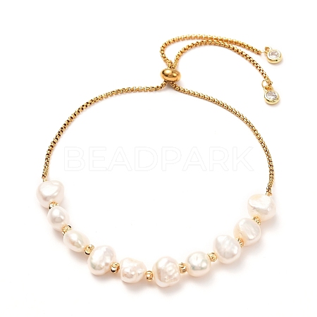 Natural Pearl Beads Adjustable Slider Bracelet for Girl Women Gift BJEW-JB06820-01-1