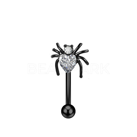 Halloween 304 Stainless Steel Cubic Zirconia Eyebrow Straight Barbell Rings WGE763A-04-1