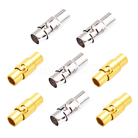 8 Sets 2 Colors Brass Locking Tube Magnetic Clasps KK-FS0001-61-1