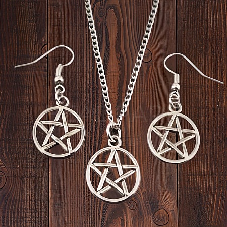 Hollow Out Star Alloy Pendant Necklaces & Dangle Earrings Sets FS-WG345ED-01-1