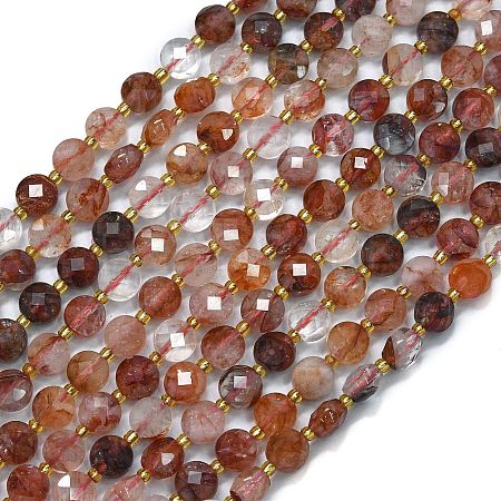 Natural Red Hematoid Quartz/Ferruginous Quartz  Beads Strands G-K389-B01-01-1
