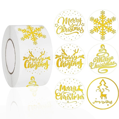 Christmas Theme Adhesive Roll Sticker Labels DIY-S001-07C-1