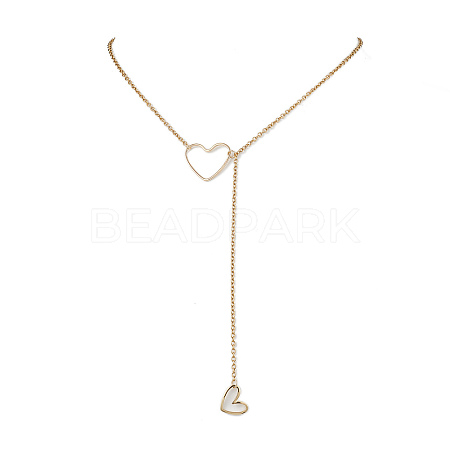 Brass Heart Pendant Necklaces NJEW-JN04838-1