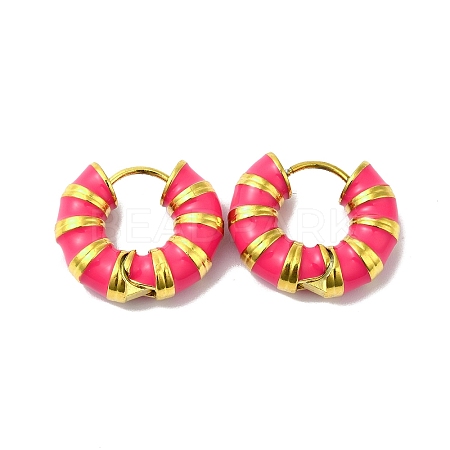 Enamel Round Hoop Earrings EJEW-Q704-05G-04-1
