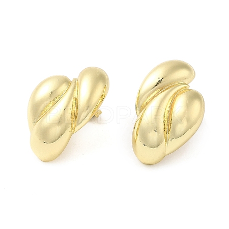 Rack Plating Brass Twist Heart Stud Earrings EJEW-D073-07G-1