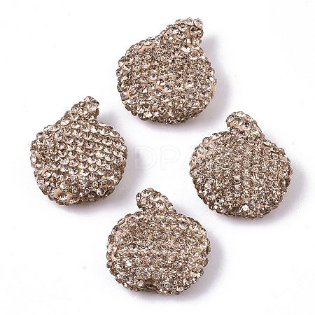 Handmade Polymer Clay Rhinestone Beads RB-T017-07F-1